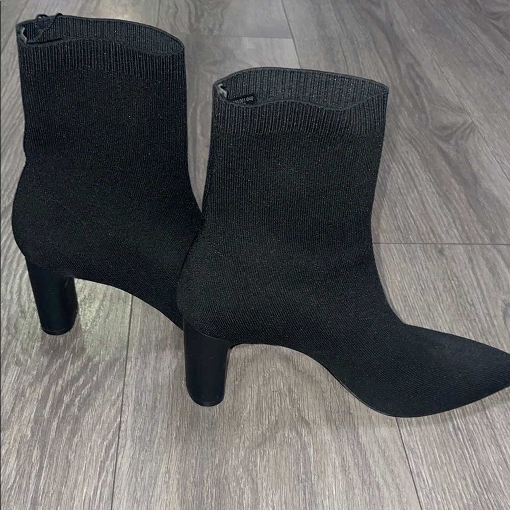 Zara fabric heel Elegant Black Women's Ankle Boots